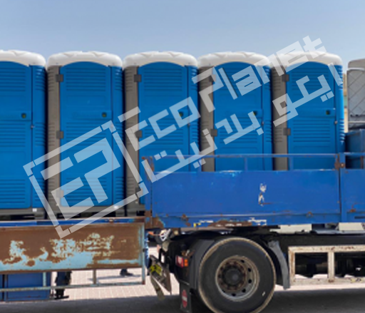 plastic portable toilets on transportation