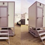 two different side of prefabricated portable toilet