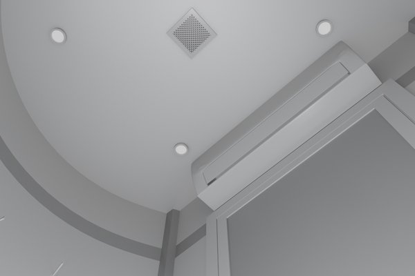 top view of portable changing room with ac